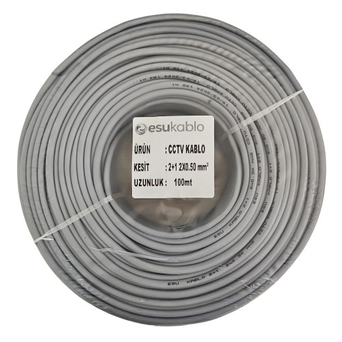 ESU ES-2100 100M 2+1 0,50 CCTV KABLO GRİ